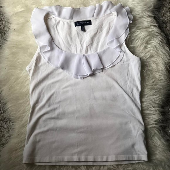 Jones New York White Ruffle Blouse - Picture 1 of 4